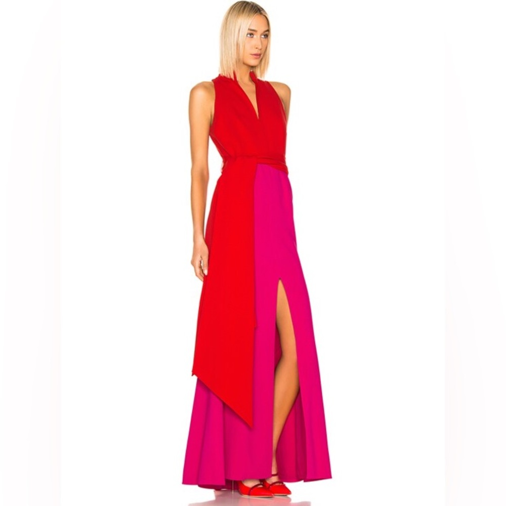 Brandon Maxwell Sleeveless Split-Neck Bicolor Dra… - image 5